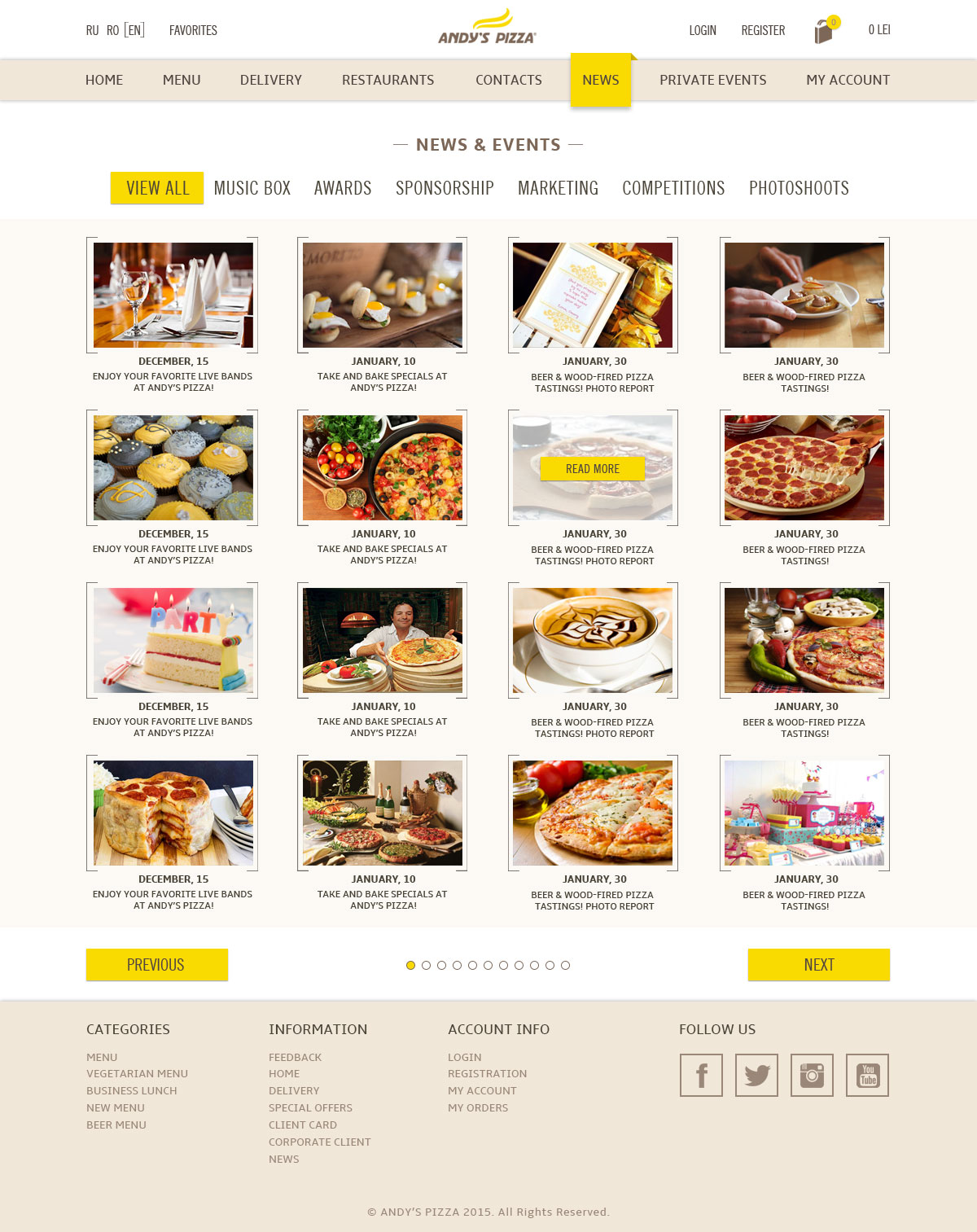 Site-ul pentru Andy's Pizza