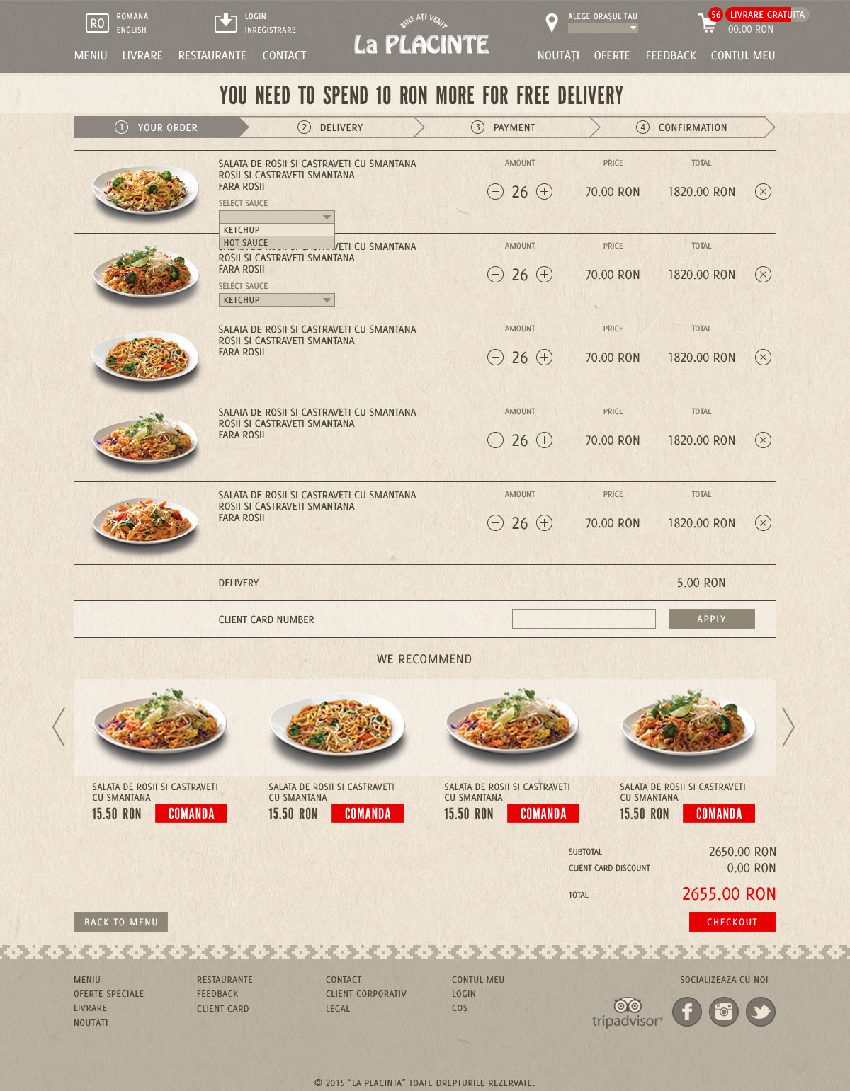 Website for the chain of restaurants La Placinte