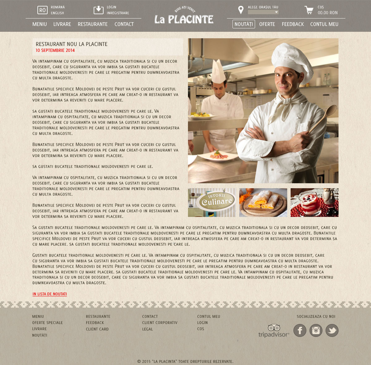 Website for the chain of restaurants La Placinte