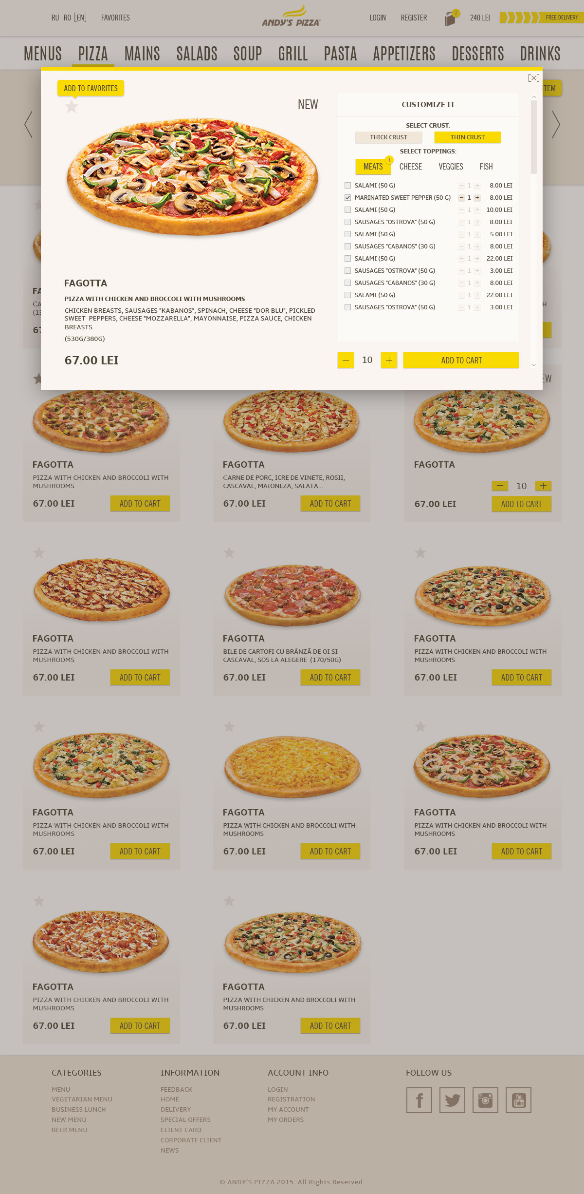 Website for Andy's Pizza