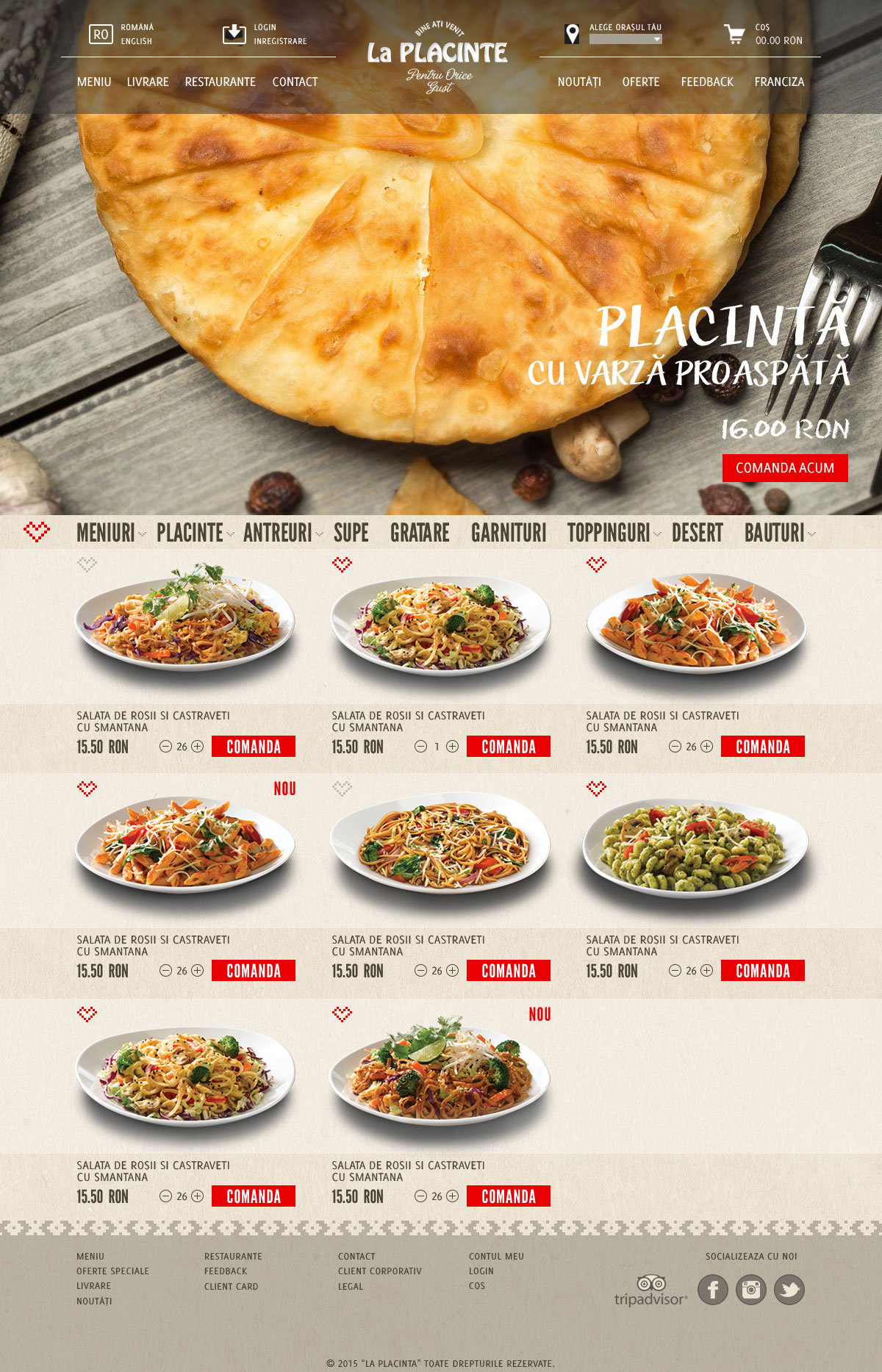 Website for the chain of restaurants La Placinte