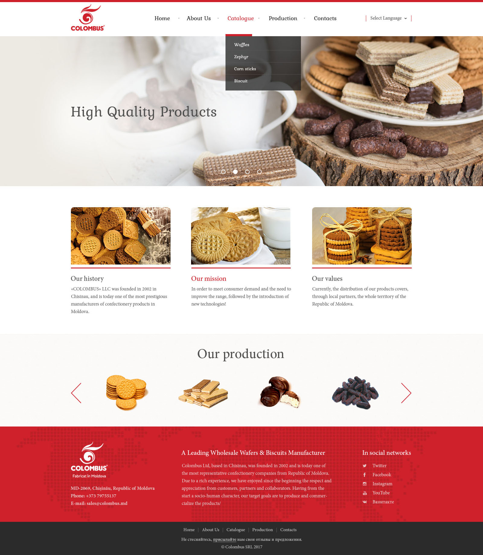 Website-catalogue for Colombus company